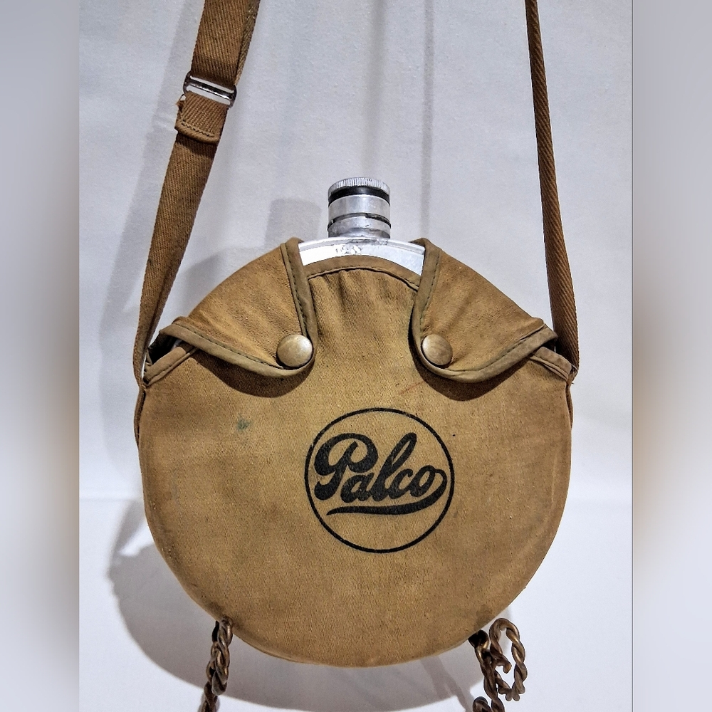 Vintage 50s Palco "2Quart-er" Military Alumìnum Canteen & Shoulder Bag